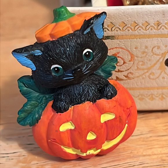 Halloween pumpkin with black cat brooch, Lot S - Picture 4 of 4